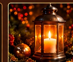 Christmas lantern with evergreen branches